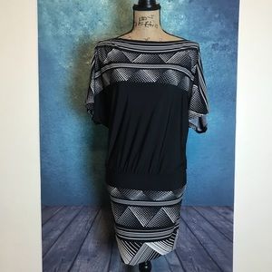 BCBG Black White Line Pattern Drop Waist Size XS